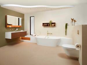 Details wie der Bademischer aus gebürstetem Messing sorgen für ein modernes Wellness-Ambiente und ein luxuriöses Badeerlebnis, das Körper und Geist entspannt. Sabag Biel/Bienne.